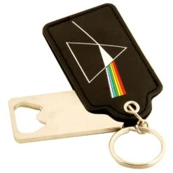 Pink Floyd Darkside Black Faux Leather Logo Keychain Key Chain Bottle Opener
