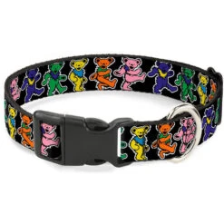 Medium Dog 1 Inch Wide Plastic Clip Collar/Dancing Bears Pet Wear