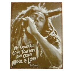 Music & Love 16" X 12 1/2" Tin Sign Tin Concert Sign