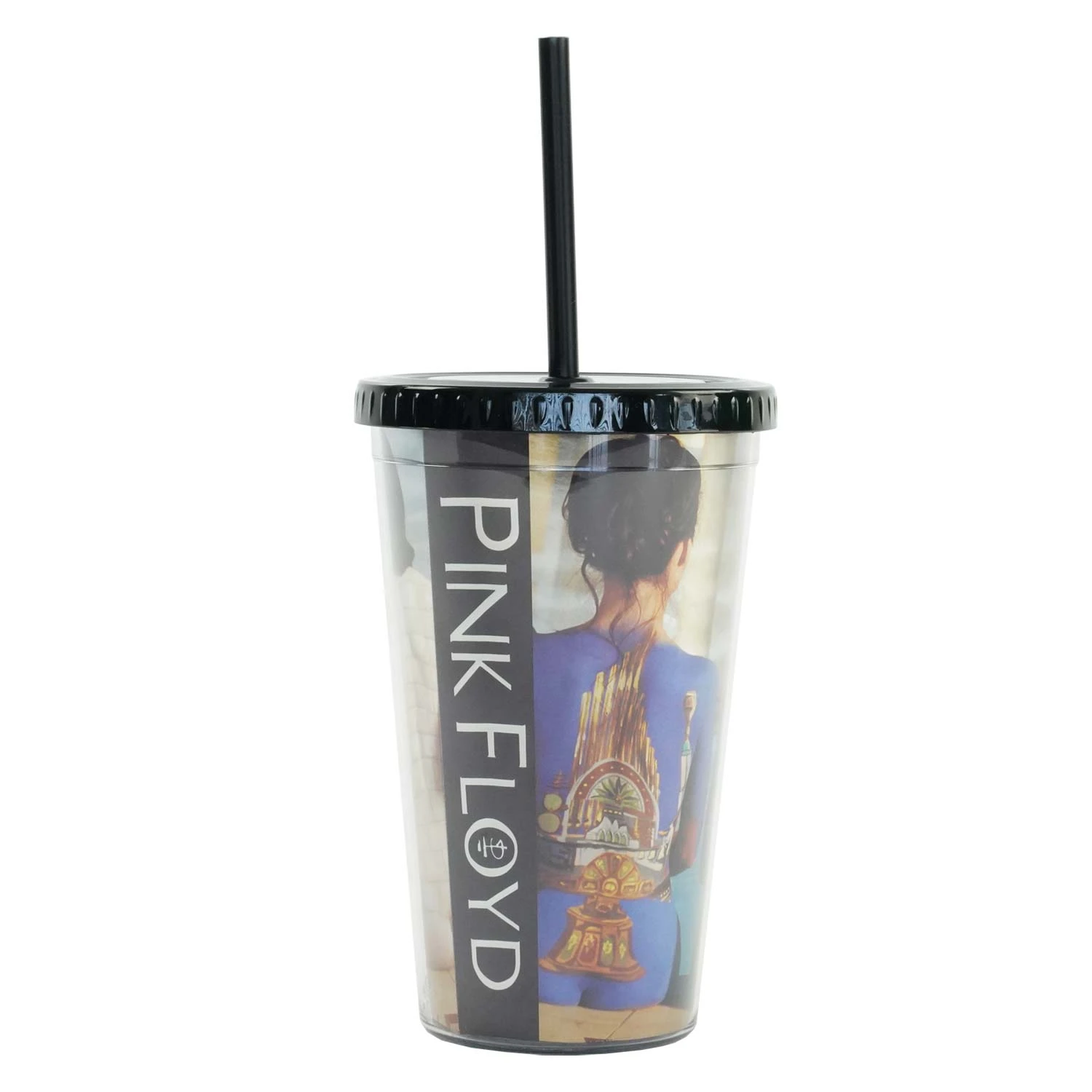 Pink Floyd Back Catalogue 16oz Foil-Printed Carnival Cup W/ Straw & Lid Straw Tumbler