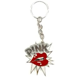 Pink Lips Logo Metal Key Chain