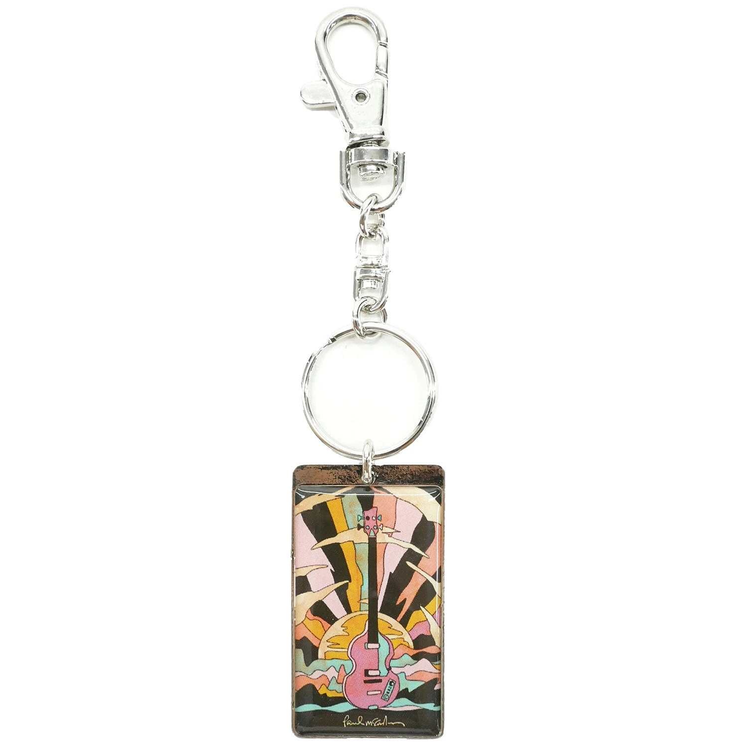 Pink Guitar Enamel Keychain Metal Key Chain